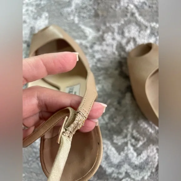 Jimmy Choo nude open toe platform sling back pump size 37.5 - Picture 2 of 7